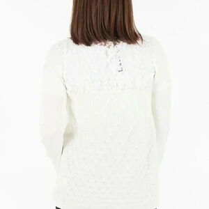 Molly Bracken lightweight open front mid length black lace trim cardigan M